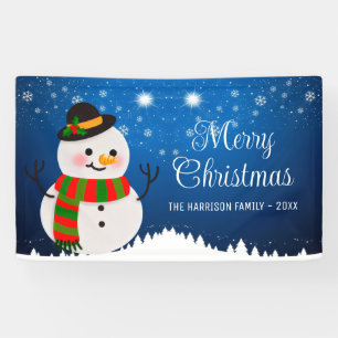 Niedlich Snowman Snowy Night Weihnachten Banner