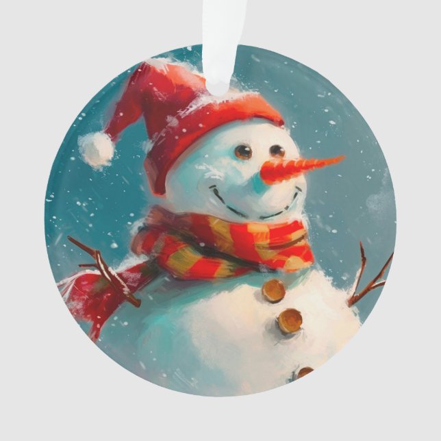 Niedlich Snowman Vintage Weihnachten Ornament (Vorderseite)
