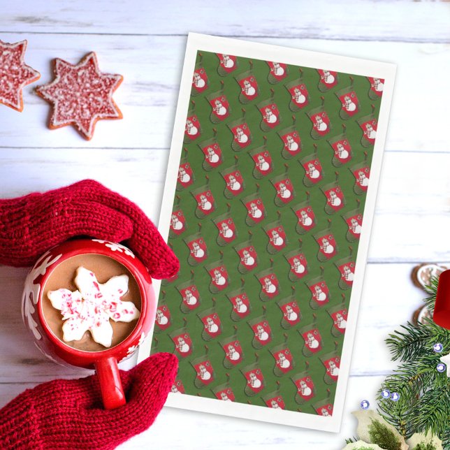 Niedlich Snowman Weihnachts Strumpf Pattern Serviette (Von Creator hochgeladen)