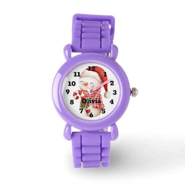 Niedlich Snowman Weihnachtskids Armbanduhr (Vorderseite)