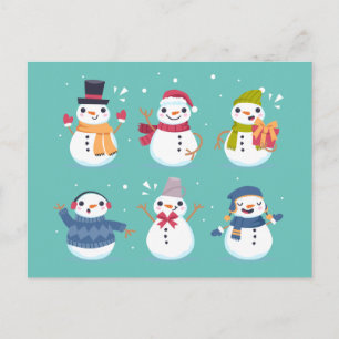 Niedlich Snowman WeihnachtsWeihnachtskarte Postkarte
