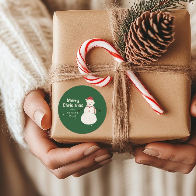 Niedlich Snowman | Whimsisches Weihnachtsdesign Runder Aufkleber (Von Creator hochgeladen)