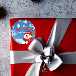 Niedlich Snowman Winter Wonderland Frohe Weihnacht Runder Aufkleber