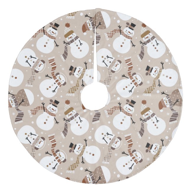 Niedlich Snowmen Fleece Baumrock Fleece Weihnachtsbaumdecke (Vorderseite)
