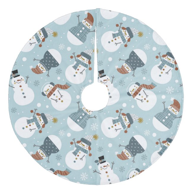 Niedlich Snowmen Fleece Baumrock Weihnachtsbaumdecke (Vorderseite)