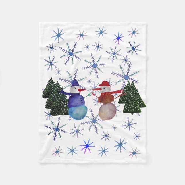 Niedlich Snowmen Fleecedecke (Vorderseite)