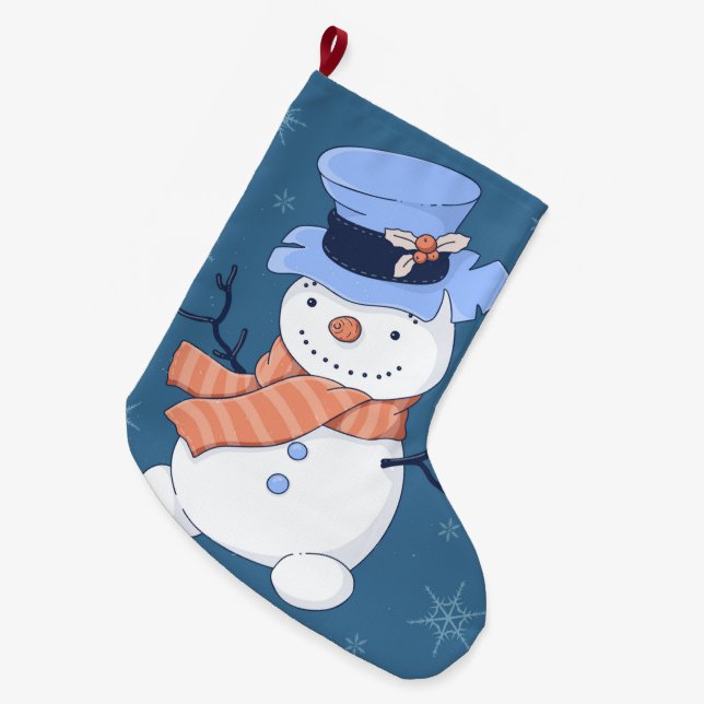 Niedlich Snowmen Großer Weihnachtsstrumpf (Vorderansicht (hängend))