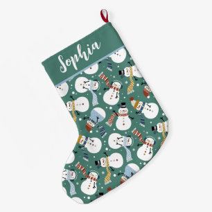 Niedlich Snowmen Großer Weihnachtsstrumpf