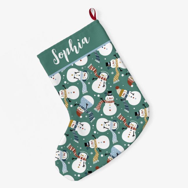 Niedlich Snowmen Großer Weihnachtsstrumpf (Rückseite (Hängend))