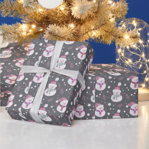 Niedlich Snowmen Grüne Schnee Grau Weihnachten Geschenkpapier