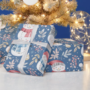 Niedlich Snowmen Grüne Snowflakes Geschenkpapier