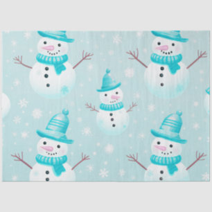 Niedlich Snowmen Snowflakes Light Blue Weihnachten Seidenpapier