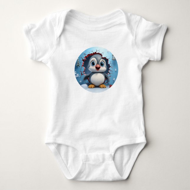 Niedlich Snowy Explorer Penguin Baby Baby Strampler (Vorderseite)