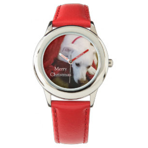 Niedlich Snowy White Puppy Dog Weihnachten Armbanduhr