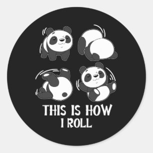 Niedlich So rolle ich Panda Yoga Purzelbaum Tumb Runder Aufkleber