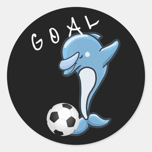 Niedlich Soccer Dabbing Dolphin Soccer Runder Aufkleber (Vorderseite)