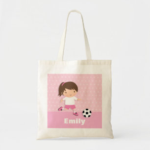 Niedlich Soccer Football Girl Pink Personalisiert Tragetasche