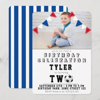 Niedlich Soccer Football Kids Foto 2. Geburtstag Einladung