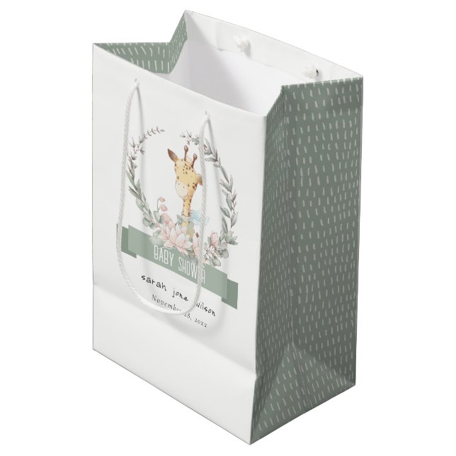 Niedlich Soft Safari Giraffe Blumengarnitur Kinder Mittlere Geschenktüte (Vorderseite Schrägansicht)