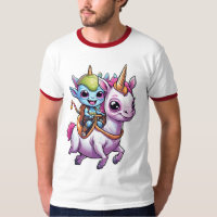 Niedlich Space Alien reitet unicorn lustiges UFO