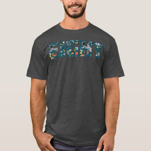 Niedlich Space Astronaut Muster Acht, 8. Geburtsta T-Shirt