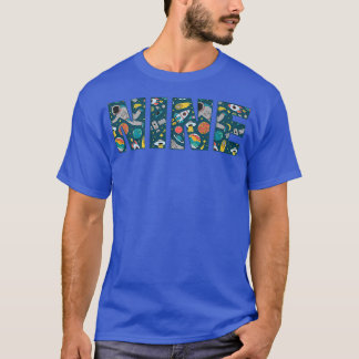 Niedlich Space Astronaut Pattern Nine, 9. Geburtst T-Shirt