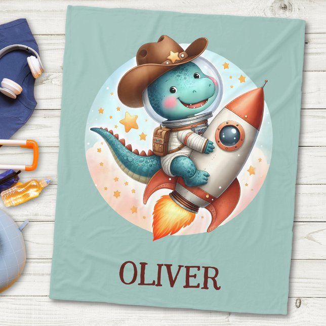 Niedlich Space Cowboy Dino Racing Space Rocket Fleecedecke (Von Creator hochgeladen)