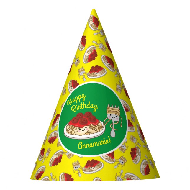 Niedlich Spaghetti Kindergeburtstag Party Kawaii Partyhütchen (Vorderseite)