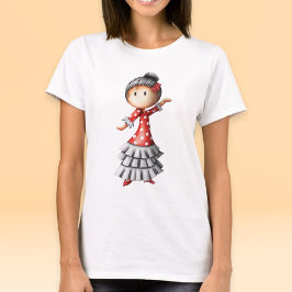 Niedlich Spanischer Sevillana Flamenco Tänzer T -  T-Shirt