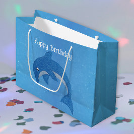 Niedlich Sparkle Blue White Jumping Dolphin Geburt Große Geschenktüte