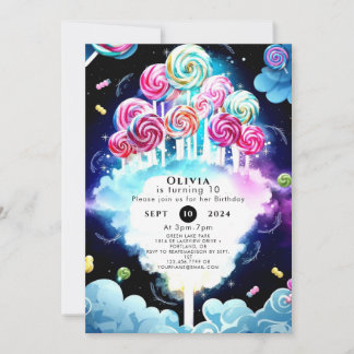 Niedlich Sparkling Candyland Geburtstag Einladung