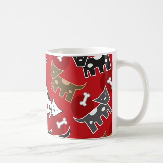 Niedlich Spaß Cartoon Gepunktet Hunde Hunde Hunde  Kaffeetasse (Rechts)