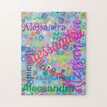 Niedlich Spaß Girly farbenfrohe Blumenkollektion<br><div class="desc">Dieses lustige Rätsel ist perfekt für Tage,  an denen man sich drinnen festhält. Das mädchenhafte Design zeichnet sich durch farbenfrohe Blume auf blauem Hintergrund aus,  die ihren Namen in verschiedenen Schriftart und Größen in verschiedenen Größen und Richtungen tragen.</div>