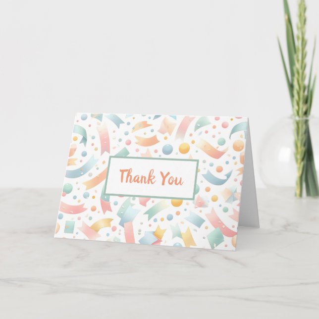Niedlich Spaß Kinder Confetti Farbenfrohe Pastel G Dankeskarte (Vorderseite)