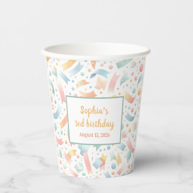 Niedlich Spaß Kinder Confetti Farbenfrohe Pastel G Pappbecher (Vorderseite)