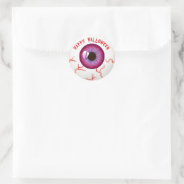 Niedlich Spaß Spooky Bloodshot Eyeball Happy Hallo Runder Aufkleber