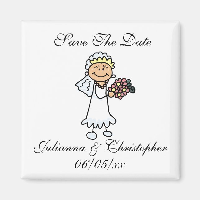 Niedlich speichern Sie das Datum Magnete Bride Bri Magnet (Vorne)