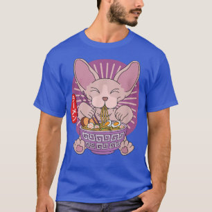 Niedlich Sphyn Cat Eating Ramen Noodles Japanische T-Shirt