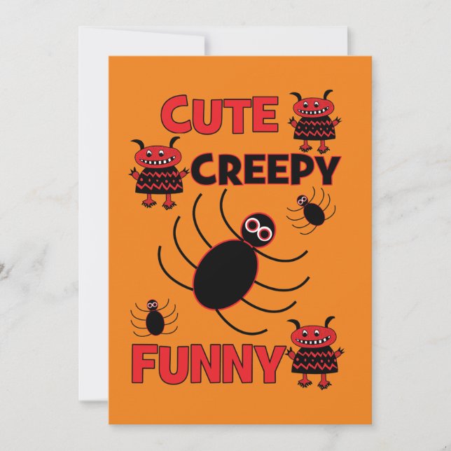 Niedlich Spider Funny Creepy Halloween-Party Holid Einladung (Vorderseite)