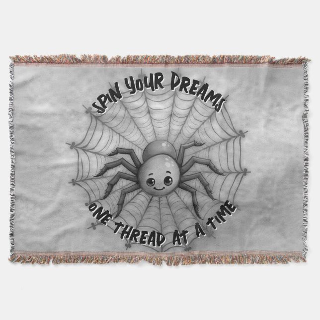 Niedlich Spider Inspiration Zitat Monogram auf gra Decke (Vorderseite)