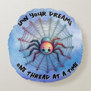 Niedlich Spider Inspiration Zitat Monogramm auf bl Rundes Kissen