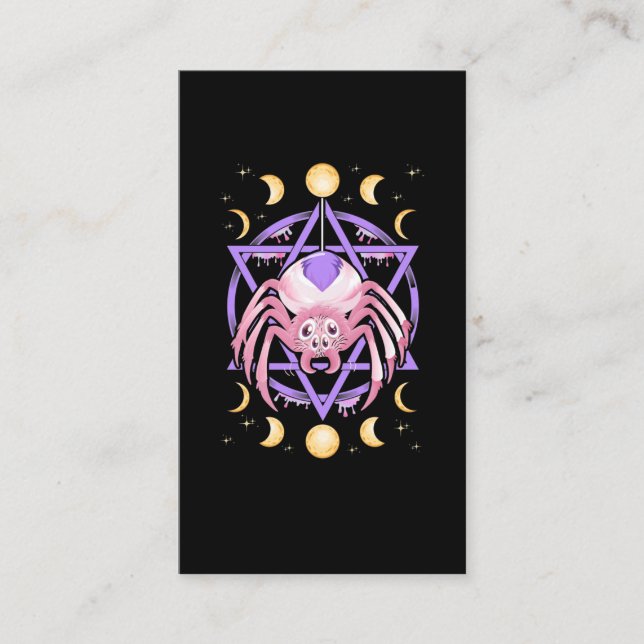 Niedlich Spider Satan Moon Pastel Goth Kawaii Visitenkarte (Vorderseite)