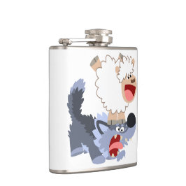 Niedlich spielend Cartoon Sheep and Wolf Hip Flask Flachmann