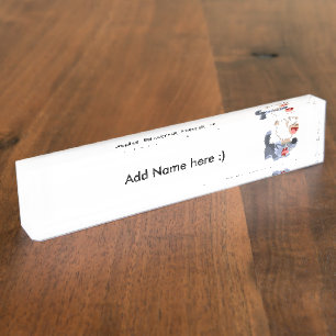 Niedlich spielend Cartoon Sheep and Wolf Name Plat Namensplakette