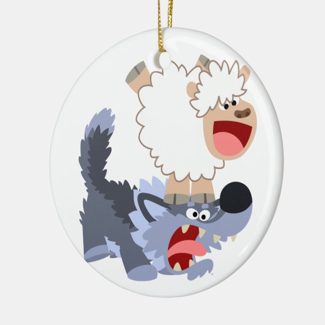 Niedlich spielend Cartoon Sheep and Wolf Ornament (Links)