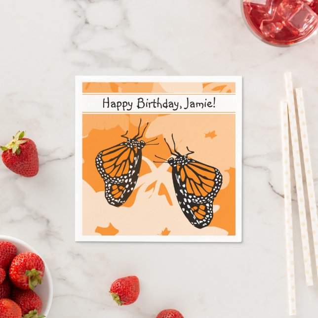 Niedlich spielende Insekten Orange Monarch Schmett Serviette (Beispiel)