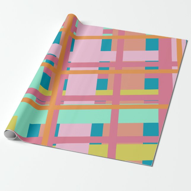 Niedlich spielerisch Karierte geometrische Linien  Geschenkpapier (Ungerollt)