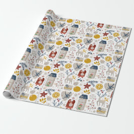 Niedlich spielerische Weihnachtssymbole Geschenkpapier