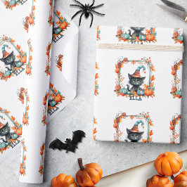 Niedlich Spooky Black Cat Hexenhut Pumpkin Hallowe Geschenkpapier