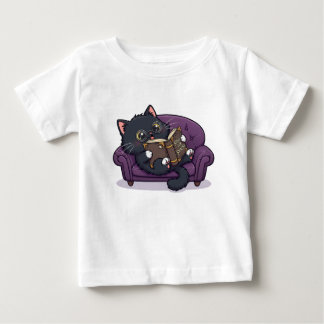 Niedlich Spooky Black Cat und Spellbook Storytime Baby T-shirt